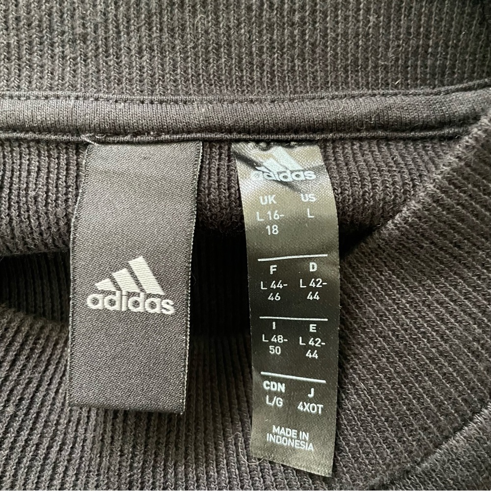 Adidas Women's Cropped Black Crewneck Sweatshirt LARGE - Picture 7 of 10
